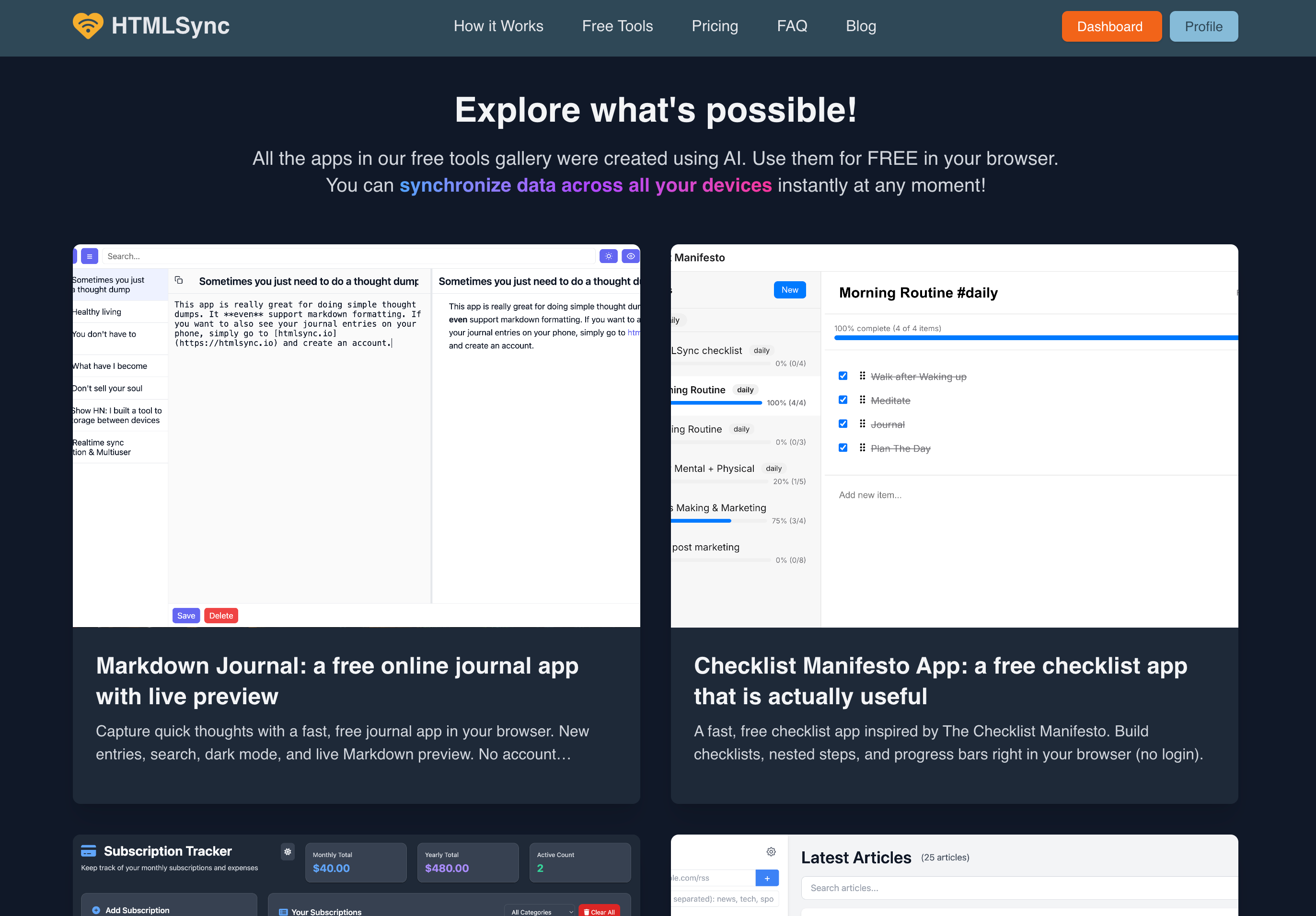 Screenshot of the template gallery